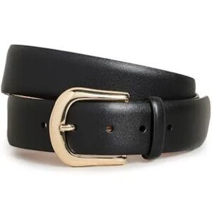 B-low the Belt Kennedy Leather Black Belt Gold Hardware Large